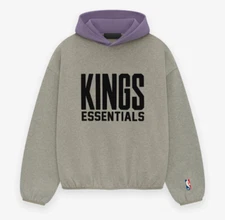 AUTHENTIC Fear of God Sacramento Kings NBA x ESSENTIALS Pullover Hoodie Gray