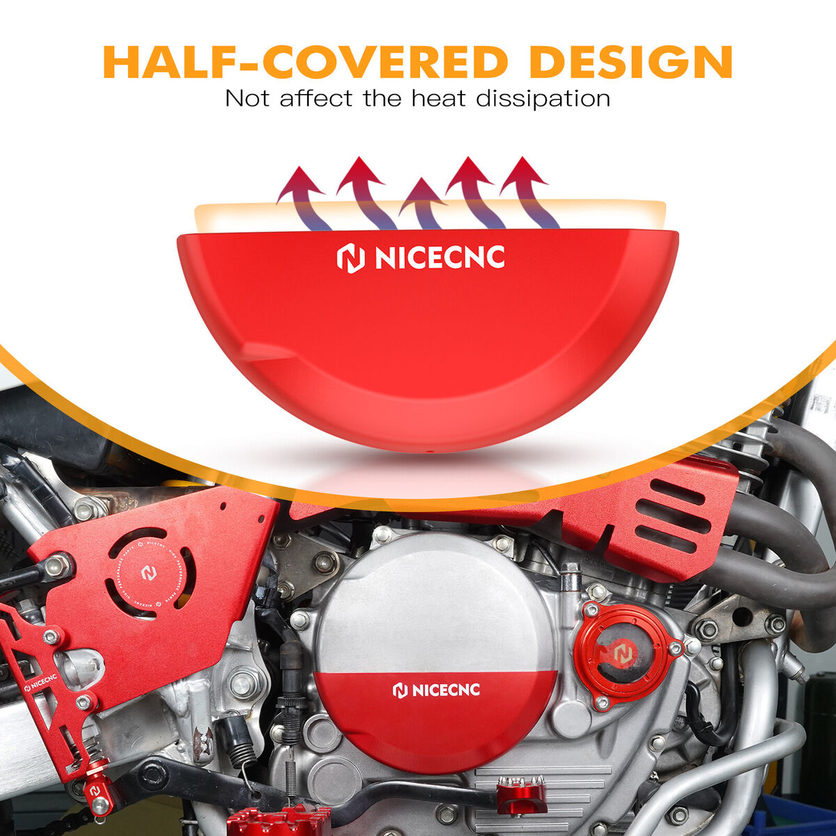 NICECNC Upgraded Red Alternator Cover Guard Protector 6061-T6 Billet  Aluminum Compatible with Honda XR650L 1993-2023