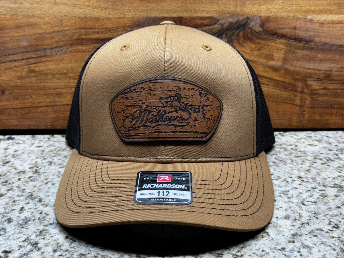 Made in USA Leather Patch Trucker Hat Mathews Archery Oval  display picture 1