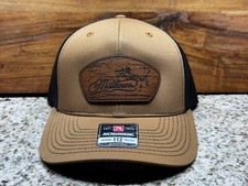 Made in USA Leather Patch Trucker Hat Mathews Archery Oval
