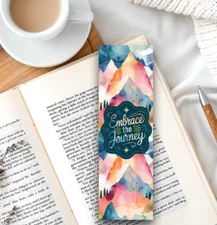 Mountains with quote journey bookmark gift for readers bookworms laminated