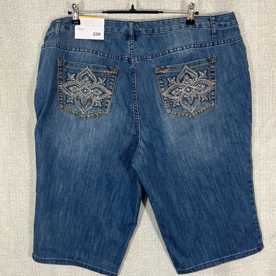 Pantalones Cortos CJ Banks Mujer 22W Azul Denim Bermudas Actual 42X17 Moderadamente Curvilíneos Nuevos con Etiquetas Foto 3 de 4