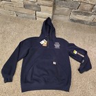 Carhartt 100617-472 Men's Navy Rain Defender Hooded Sweatshirt Sz L Embroidered 