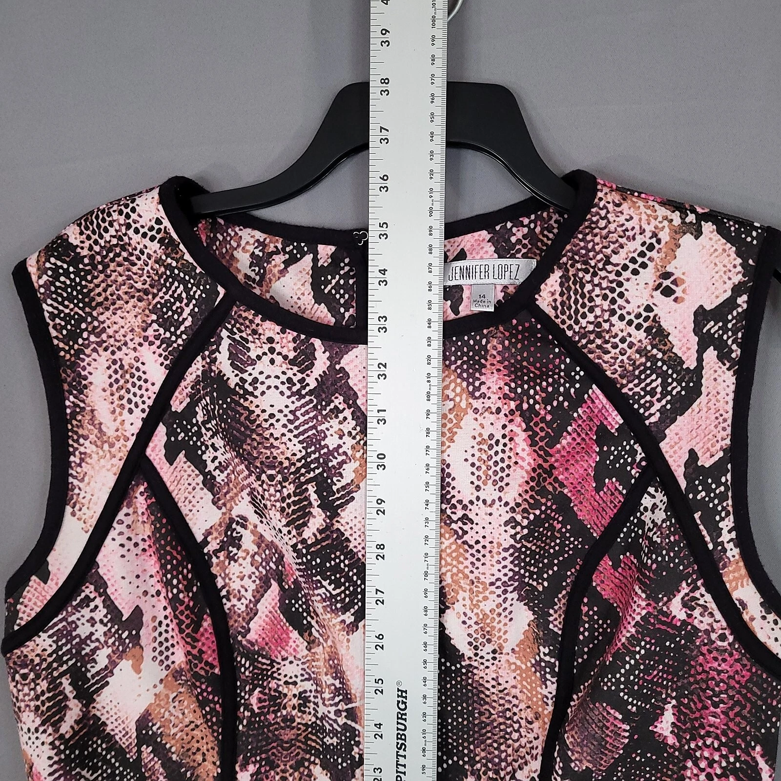 VETEMENTS Abito tubino donna Jennifer Lopez midi senza maniche zip posteriore taglia 14