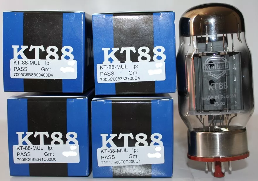 Factory Platinum Matched Quad of Mullard KT88 tubes, Brand NEW in Box !