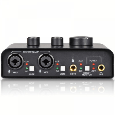 Citronic USB Audio Interface 2 Mikrofon 1 Instrument Monitor Aufnahme Audiobox