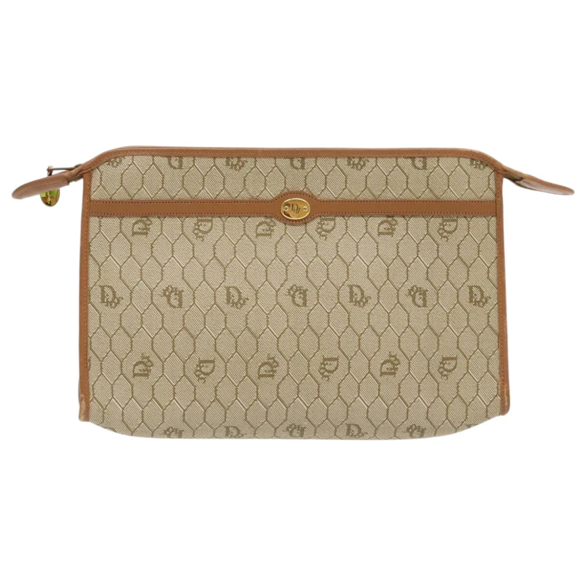 Sac pochette toile beige nid d'abeille Dior authentique