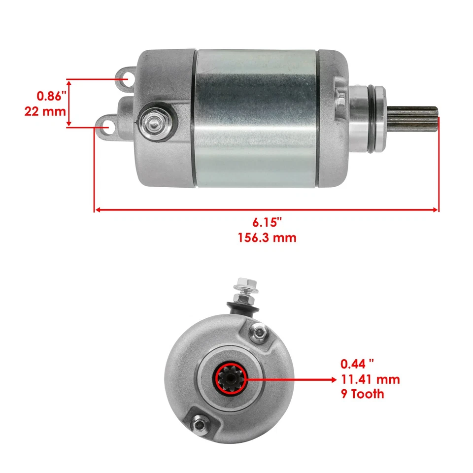 Стартерный двигатель Caltric для мотоцикла Yamaha FZ6R 2009-2017 CW 12 В - Изображение 2 из 4