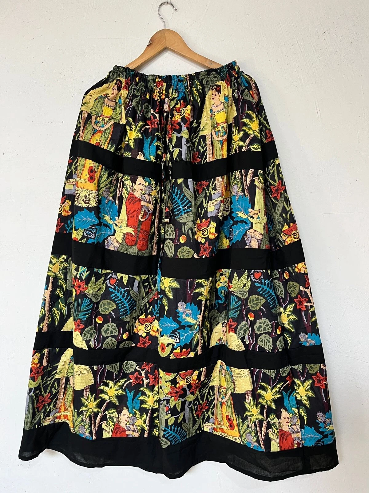 Indian Black Frida Floral Skirt Cotton Skirt, Long Skirt, Free Size Beachwear AU