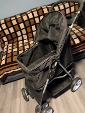 Pet Dog Stroller 4-Wheel Travel Carriage with Foldable Carrier, Cup Holder