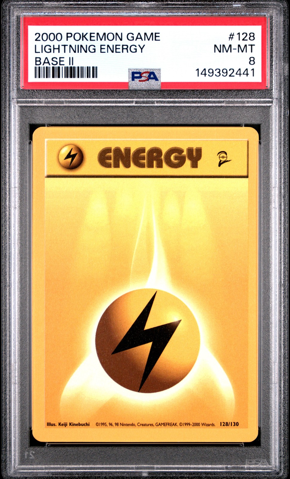 2000 POKEMON BASE SET 2 #128 LIGHTNING ENERGY PSA 8
