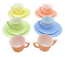 Vtg Hazel Atlas Dish Set Little Hostess Cups Saucers Plates Sugar Bowl  Creamer