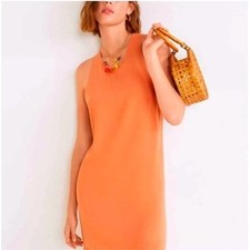 Mango MNG Tangerine Orange Twisted Back Cutout Mini Shift Dress ~ Women's Size 2