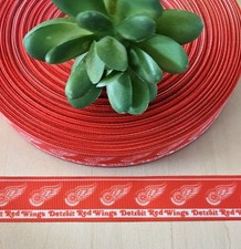 7/8" 1 YD Detroit Red Wings Hockey Grosgrain Ribbon Red Wings Hockey Ribbon