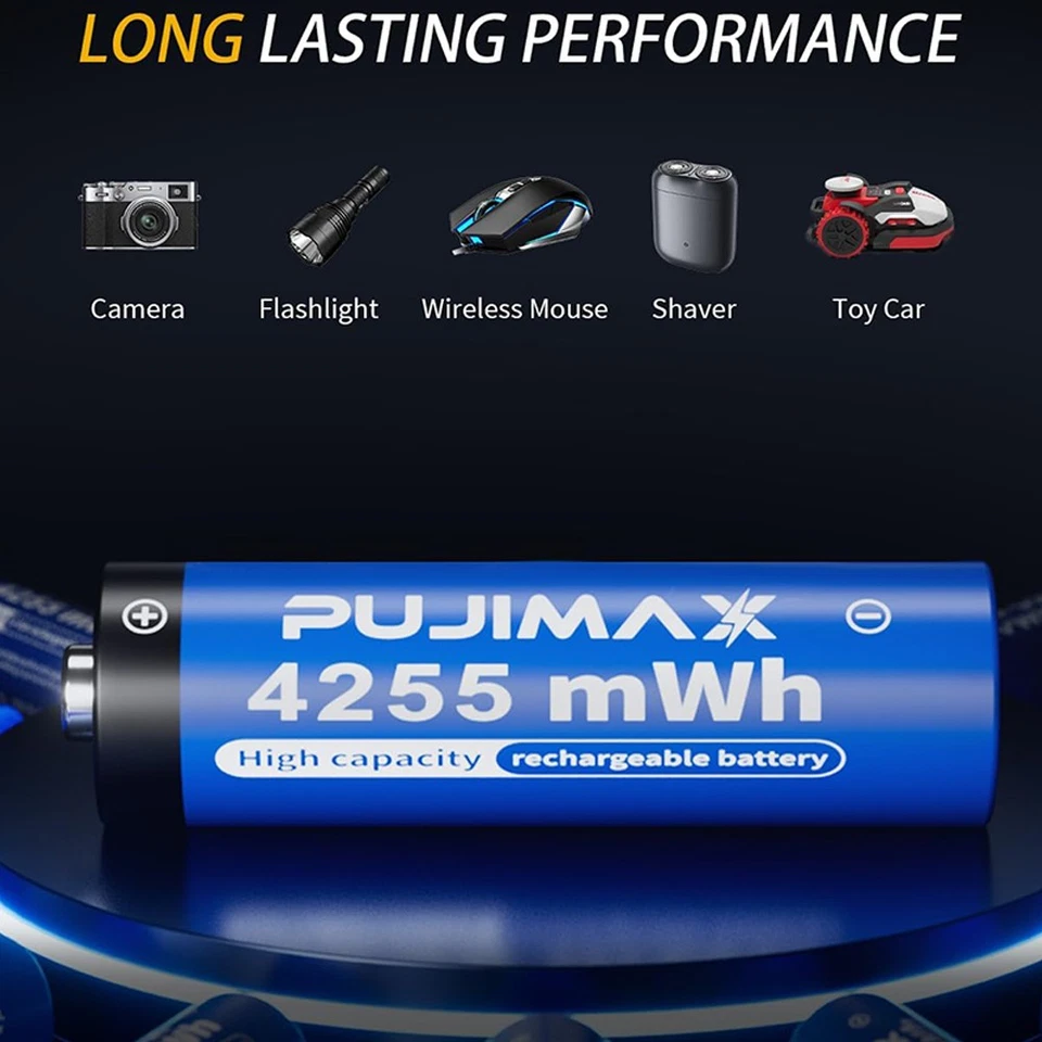 8/16/24/32PCS PUJIMAX AA 1.5V 4255mWh Rechargeable Lithium Battery +Charging Box - image 3 of 4