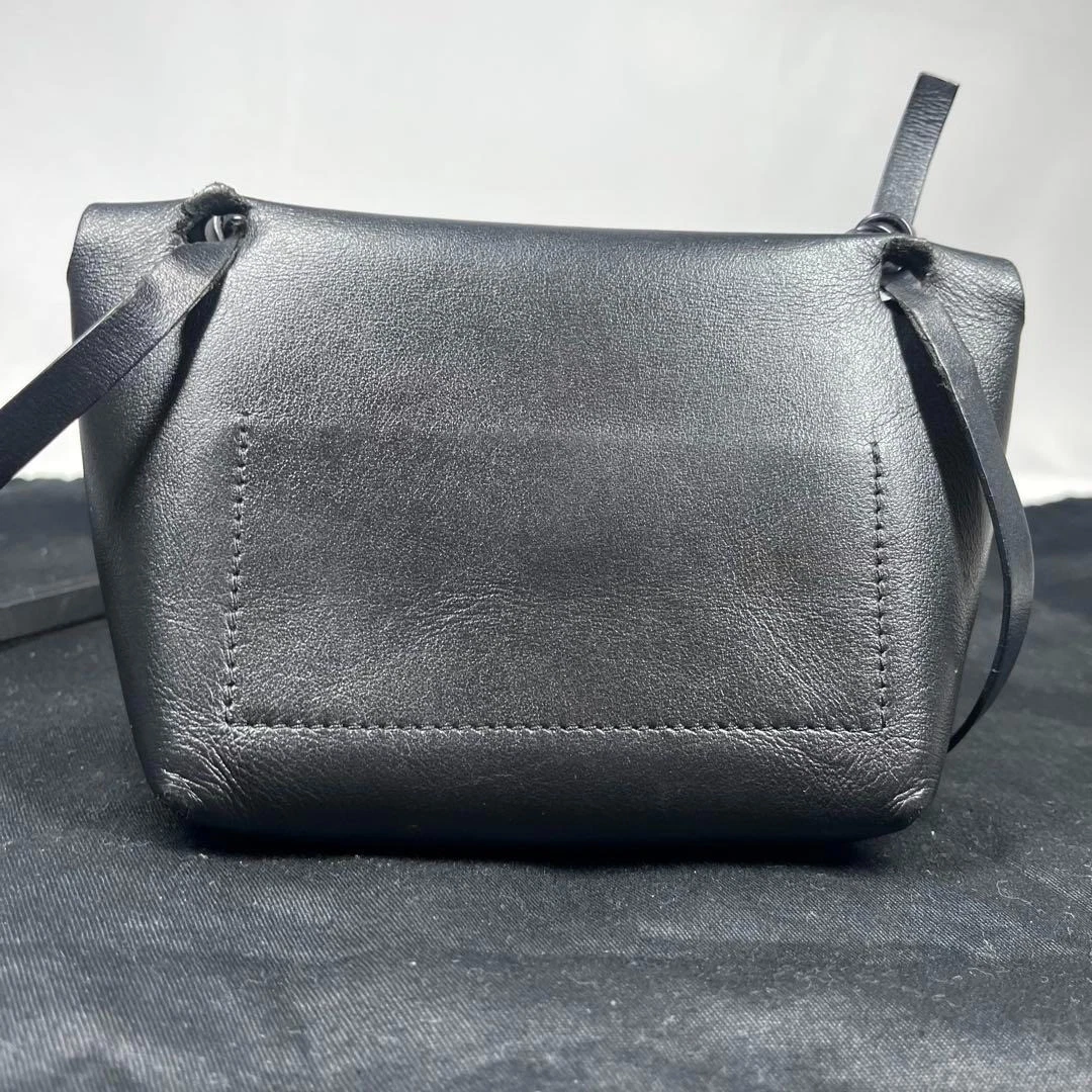 ACNE STUDIOS Mini borsa a tracolla in pelle nera autentica