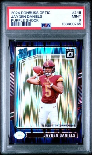 2024 PANINI DONRUSS OPTIC PURPLE SHOCK #248 JAYDEN DANIELS ROOKIE RC PSA 9