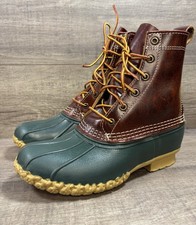 LL Bean Bean Boots Maine Duck Green Brown Leather Made In USA Womens Size 6