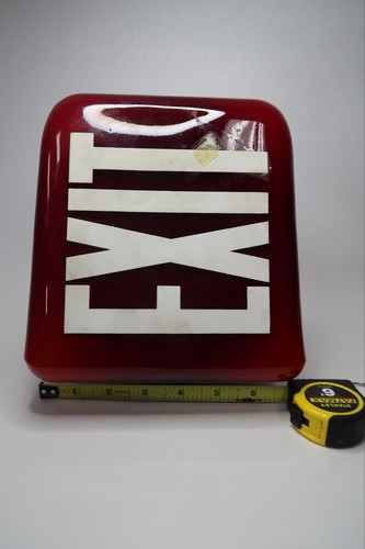 Vintage Red Glass EXIT Sign Light Cover Theater Fixture Lamp Shade Damaged A16