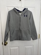 Youth Under Armour Gray Zip-Up Sweatshirt Hoodie Loose Fit, Size Large