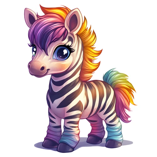 Cute Zebra Chibi Colourful Animal Self Adhesive Sticker