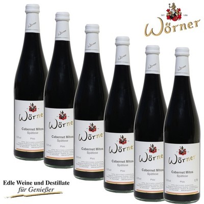 (8,66/l) Cabernet Mitos Rotwein Spätlese 6 x 0,75Ltr. WÖRNER Prädikatswein süß