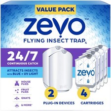 Zevo 2 Flying Insect Traps 4 Cartridges - Plug In Fly Trap Indoor Bug