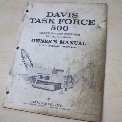 #ad #ad CASE DAVIS TASK FORCE TF 500 A Trencher Parts Manual Owner Operator maintenance $29.25