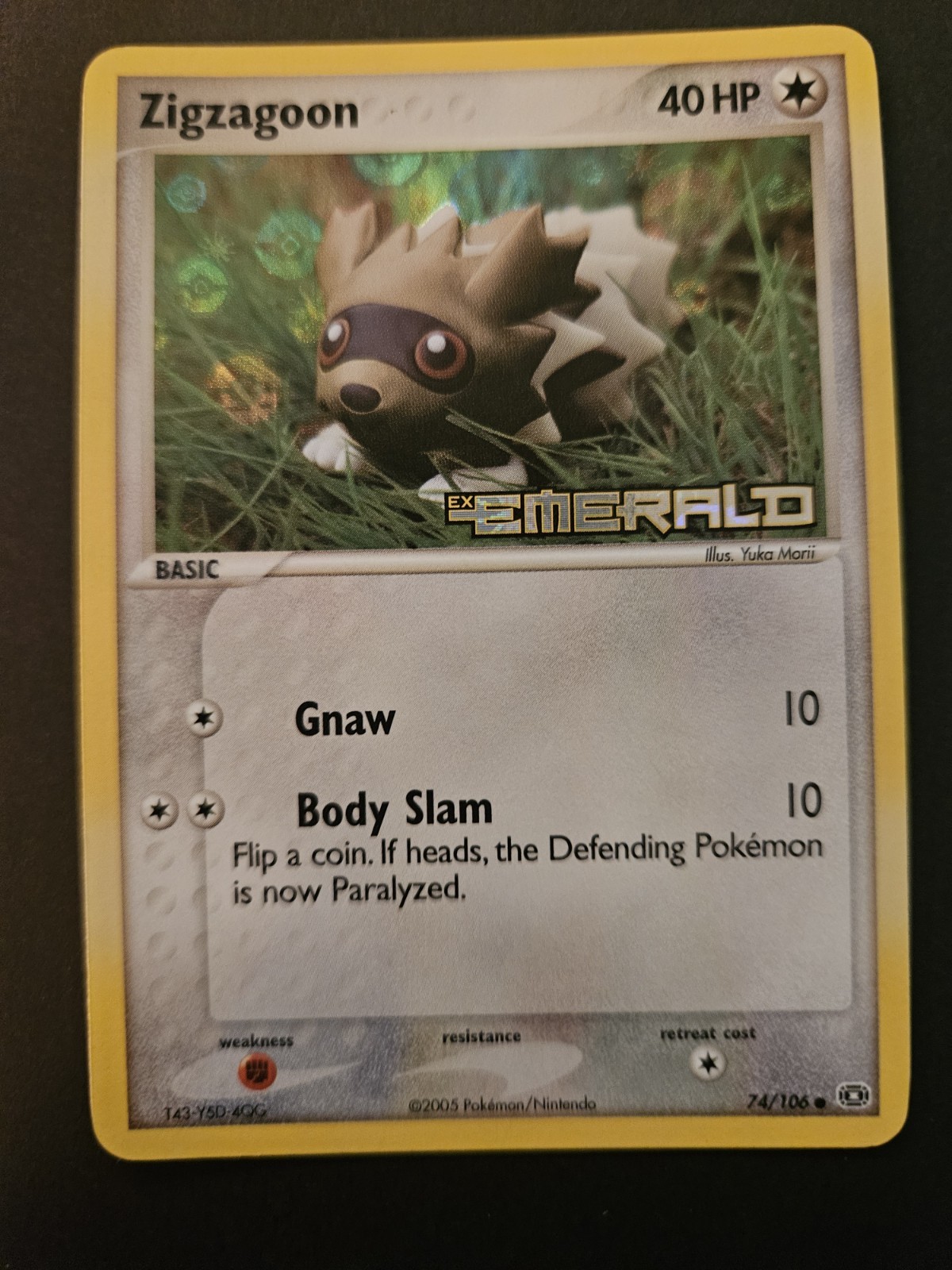 Pokemon Zigzagoon 74/106 (2005) EX Emerald Reverse Holo Stamped Card NM