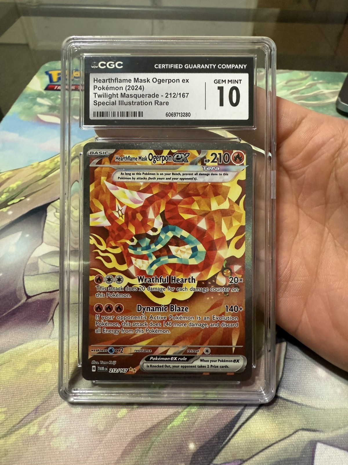 CGC 10 Hearthflame Mask Ogerpon ex 212/167 Twilight Masquerade SIR Pokemon Card