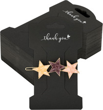 Hair Clip Display Cards - 50Pcs Black Hair Bow Display Holder Card, 350GSM Kraft