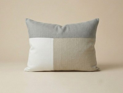 Linen Rectangle Pillow  - Natural Ecru / Grey  Color