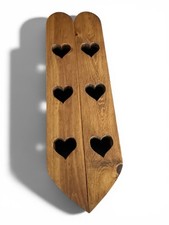 Vintage Oak Wood Display Shelf Wall Hanging Cut Out Heart Doors 23"