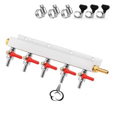 5 Way CO2 Distribution Manifold 5/16 Barbed Gas Splitter Homebrew