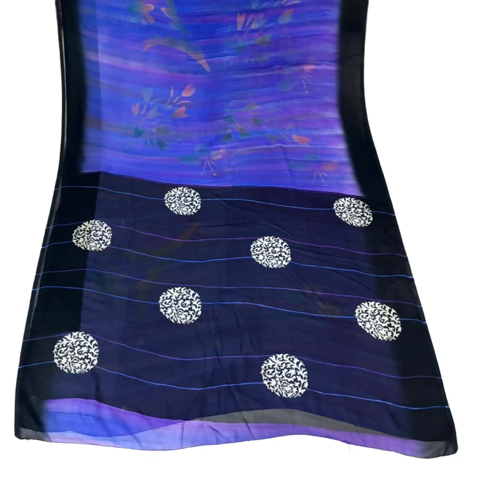 Vestido de mujer indio decoración sari tela artesanal estampado vintage usado tela sari azul Foto 3 de 4