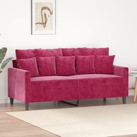 Samt Sofa 2-Sitzer Weinrot 140 Cm Couch
