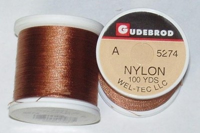 2 SPOOLS OBSOLETE GUDEBROD ROD WINDING THREAD #5274 CHESTNUT ''A'' 100 YARDS
