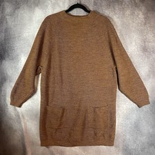 Uniqlo Women's Wool Blend Knit Sweater Dress Brown Long Bell Sleeve Size L