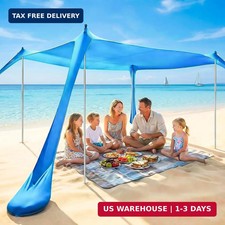 Beach Tent Canopy UPF50 Protection, 10x10FT Beach Shade Sun Shelter Pop Up with