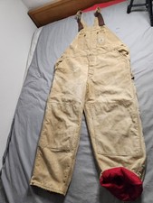 Vintage Carhartt Quilted Lined Canvas Overalls Mens Size 44x30 Brown R02 BRN USA