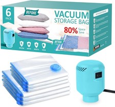 Vacuum Storage Bags with Electric Pump, Travel Bags,Space 6 Pack, blue