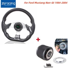 13"Racing Steering Wheel with Hub Adapter For Ford Mustang Non-GT 1984-2004