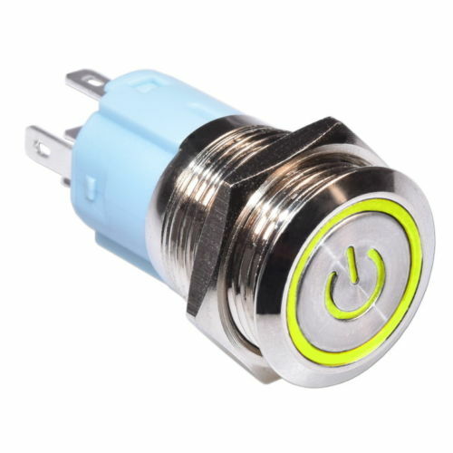 19mm Metal Waterproof 12V LED Power Symbol 5Pin ON OFF Car Push Button Switch - Picture 3 of 11