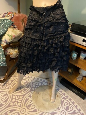 Moren Wizard vintage lace ruffle pencil skirt size 10 black