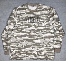 PUMA Camo Fleece Crewneck Men’s Sz XL Sweatshirt Gray Elephant Skin 855053-38