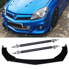 Front Bumper Lip Spoiler Splitter + 2x Strut Rods For Vauxhall Astra Corsa VXR