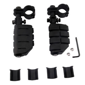 Black 1-1/4" Highway Foot Pegs Pedals Crash Bar For Harley Touring Motorcycle US 