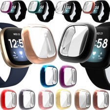 Soft TPU Cover Sport Silicone Watch band Strap For Fitbit Versa 3 4/Sense 2 1