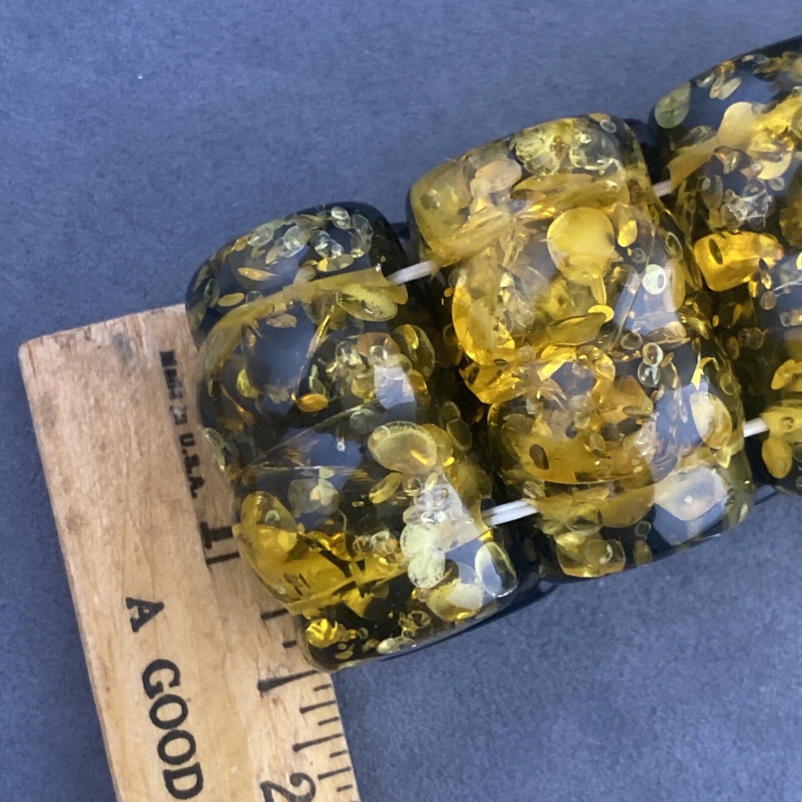 Gold And Black Bumpy Lucite Statement STRETCH BRA… - image 10