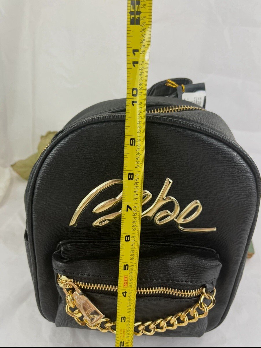 Bebe Gianna Black Backpack with Gold Accent Chain and Logo  display picture 3